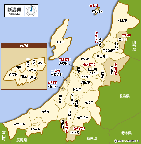 新潟県 都道府県から地図を検索｜マピオン